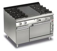 Fourneau à Gaz sur Four Electrique 4 feux vifs + 1/2 plaque coup de feu P 700 33 kW Baron 1 G