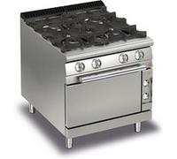 Fourneau à Gaz sur Four Electrique 4 feux vifs P 700 21,9 kW Baron 1 G