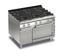 Fourneau à Gaz sur Four Electrique - 6 feux vifs - P700-32,4 kW - Baron