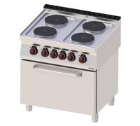 Fourneau électrique 4 feux avec four électrique statique GN 2/1 80 - Casselin