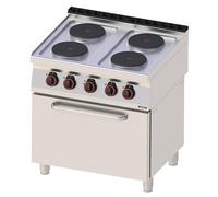 Fourneau électrique 4 feux avec four électrique ventilé GN 1/1 80 - Casselin