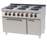 Fourneau électrique 6 feux avec four électrique statique GN 2/1 120 - Casselin