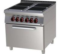 Fourneau électrique avec four électrique statique GN 2/1 4x feu 400 V SPQT 90/80 21 E Redfox