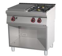 Fourneau gaz 2 feux + 1 plaque coup de feu avec soubassement 80 - Casselin