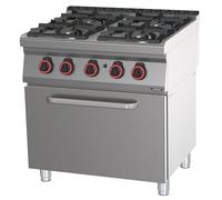 Fourneau gaz 4 feux avec four à gaz GN 2/1 80 - Casselin