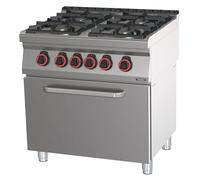 Fourneau gaz 4 feux avec four électrique statique GN 2/1 80 - Casselin