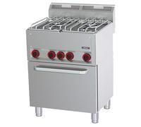 Fourneau gaz 4 feux avec four électrique ventilé GN 1/1 P 66 - Casselin