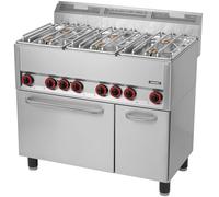 Fourneau gaz 6 feux avec four électrique ventilé GN 1/1 99 - Casselin
