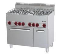 Fourneau gaz 6 feux avec four électrique ventilé GN 1/1 P 99 - Casselin