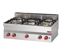Fourneau gaz à poser - GASTRO-M - 5 feux - Thermostat 6 positions - Acier inoxydable