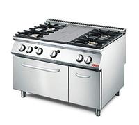 Fourneau plaque coup de feu 4 brûleurs - four à gaz 8 kw et placard - Gastro M
