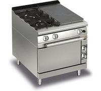 Fourneau sur Four à Gaz 2 feux vifs + 1/2 plaque coup de feu à droite P 700 23 kW Baron 1 G