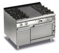 Fourneau sur Four à Gaz - 4 feux vifs + 1/2 plaque coup de feu - P 700-33,5 kW - Baron