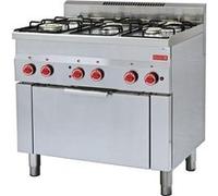 Fourneau sur four à gaz 5 brûleurs - four électrique à convection 3 kw - Gastro M - - Acier inoxydable 900x600x850mm NC
