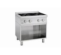Fourneau vitrocéramique 4 zones radiantes 9.2 kw Profondeur 700 soubassement ouvert Bartscher 1