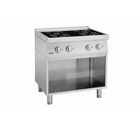 Fourneau vitrocéramique 4 zones radiantes 9.2 kw - Profondeur 700 - soubassement ouvert - Bartscher