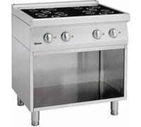 Fourneau vitrocéramique 4 zones radiantes 9.2 kw Profondeur 700 soubassement ouvert Bartscher 1
