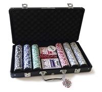 Fournier Premium-300 Mallette Poker premium Grimaud-300 jetons et 2 jeux de cartes, 360325, Noire