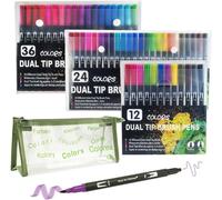 Fourniture Scolaire. Feutres Coloriage Enfants. Trousse Scolaire Fille Et Garcon. Feutre Acrylique Double Pointe Et Trousse Grande Capacité. Malette Dessin Enfant. Non Toxique.(24)