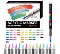 Fournitures artisanales, marqueurs acryliques, marqueurs à pointe pinceau souple pour coloriage | Fournitures d'artisanat imperméables pour céramique, pierre, toile, tissu, bois, kit de fournitures
