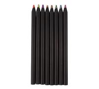 Fournitures artistiques pour enfants et adultes - 8 crayons de couleur arc-en-ciel en bois noir multicolores pour livres de coloriage, dessin, croquis, boîte à crayons de couleur en bois
