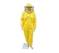 Fournitures d'apiculture Tissu en coton respirant 3D, vêtements de protection for culteur, vêtements Anti-abeille, Costume d'culteur(Round Hat Yellow,Medium)