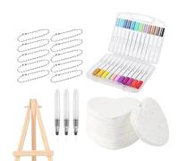 Fournitures d'art de peinture gonflée 3D: 12 marqueurs de pigments en relief, feuilles de mousse de cœur, applicateurs à presser, chaînes nacrées, chevalet d'affichage | Kit de peinture