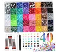 Fournitures d'art en diamant, kit éblouissant avec 19 000 strass en 40 couleurs, pierres précieuses de 4 mm pour l'artisanat avec des outils et de la colle, ensemble complet fournitures d'art en