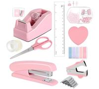 Fournitures de bureau comprend une agrafeuse, des notes adhésives, des ciseaux, un extracteur d'agrafes, un trombone, un coupe-ruban pour l'école, ensemble d'outils pour étudiants