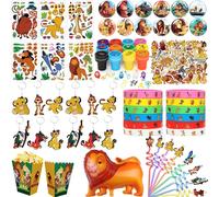 Fournitures de cadeaux de fête Lion Animal Simba roi Lion, autocollants de décoration à thème d'anniversaire pour enfants, Bracelets porte-clés, sac cadeau en nid d'abeille background B