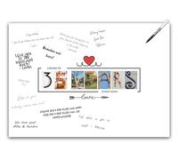 Fournitures de décoration de fête de 35e anniversaire - Affiche alternative au livre d'or - Tableau d'anniversaire de signature pour homme ou femme Carte de décoration murale pour lui ou elle