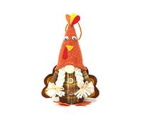 Fournitures de décoration de vacances - Chapeau de dinde avec lampe - Sans visage - Décorations de jardin - Ensemble de décorations de jardin pour l'extérieur - Breloque en dinde rustique fantaisiste