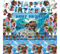 Fournitures de décoration pour fête sur le thème de l'aventure en mer, animées par des personnages de dessins animés, comprenant un ensemble de vaisselle jetable, une bannière décorative et un tissu 4