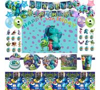 Fournitures de fête d'anniversaire de l'université des monstres Disney, bannière de célébration, décoration, vaisselle jetable, cadeaux pour réception-cadeau pour bébé, garçon et fille balloon 5pcs