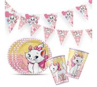 Fournitures de fête d'anniversaire jetables pour fille, chat Marie rose, ballon en aluminium, tasse, assiette, réception-cadeau pour bébé, décoration Disney les AristoCats Plate 10Pcs