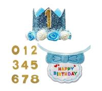 Fournitures de fête d'anniversaire pour Animaux de Compagnie - Ensemble de Chapeaux dorés avec Bandana, Chapeau d'anniversaire et Chiffres, Accessoires de fête pour Chiens et Chats | Parfait pour Les