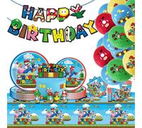 Fournitures de fête d'anniversaire Super Mario, jeu chaud, vaisselle, bannière, décoration de gâteau, ballon de sensation de confrontation, ensemble Mario, décorations d'anniversaire Paper towel 20pcs