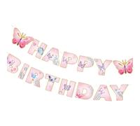 Fournitures de fête d'anniversaire sur le thème des papillons, assiettes, serviettes, tasses, drapeaux à suspendre et plus encore en option sur le thème fantastique des décorations de fête