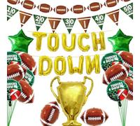 Fournitures de fête de football - Ballons en aluminium avec lettres dorées, trophée et étoile, bannière et guirlande de football pour anniversaire, jour de jeu, décorations de fête de hayon