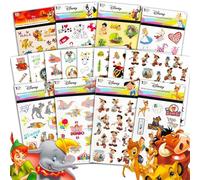 Fournitures de fête Disney classiques pour enfants, Mega Bundle ~ 400 autocollants Disney et feuilles de tatouage temporaire avec Bambi, Roi Lion, 101 Dalmatiens, Disney au pays des merveilles et plus
