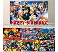 Fournitures de fête My H-Hero A-Acadey, bannière d'arrière-plan de fête d'anniversaire à thème de dessin animé pour garçons et filles, décoration de fête d'académie DEWW110p