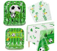Fournitures de fête sur le thème du football Serve 20 - 61Pcs Plates Napkins Tablecloth Set for Kids Football Themed Birthday Party Decorations Supplies