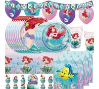 Fournitures de ixsur le Thème de la Petite Sirène, Princesse Ariel, Serviettes en Papier, Assiettes, Gobelets, Ballons, Décoration de ixd'Anniversaire pour Enfant Fille, Cadeau 20pcs napkin
