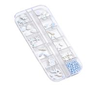 Fournitures de nail art avec 12 designs uniques comme des perles brillantes, des étoiles de mer et des breloques sur le thème des océans pour une décoration élégante des ongles