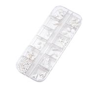 Fournitures de nail art avec 12 designs uniques comme des perles brillantes, des étoiles de mer et des breloques sur le thème des océans pour une décoration élégante des ongles