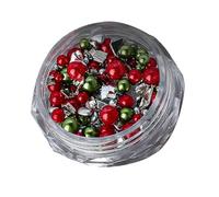 Fournitures de pour ongles de Noël, pierres précieuses rondes, accessoires, diamants, pour femmes, décoration, mélange de résine, demi-perles et plat