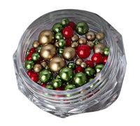 Fournitures de pour ongles de Noël, pierres précieuses rondes, accessoires, diamants, pour femmes, décoration, mélange de résine, demi-perles et plat