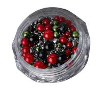 Fournitures de pour ongles de Noël, pierres précieuses rondes, accessoires, diamants, pour femmes, décoration, mélange de résine, demi-perles et plat