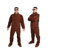 Fournitures de soudage, Combinaisons de soudage en cuir robuste avec isolation thermique ignifugée for vêtements de protection des soudeurs(Brown,XL)