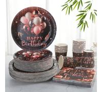 Fournitures pour fête d'anniversaire scintillantes, assiettes, serviettes, gobelets et décorations jetables rose bonbon, cadeau de fête élégant, Noël 10 gobelets en papier,7 pouces 10 pièces,9 pouces